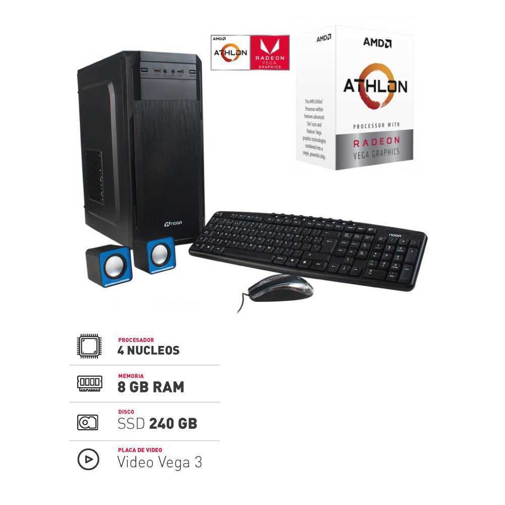 PC AMD ATHLON 3000G A520 8GB DDR4 240GB SSD HDMI OUT RyR